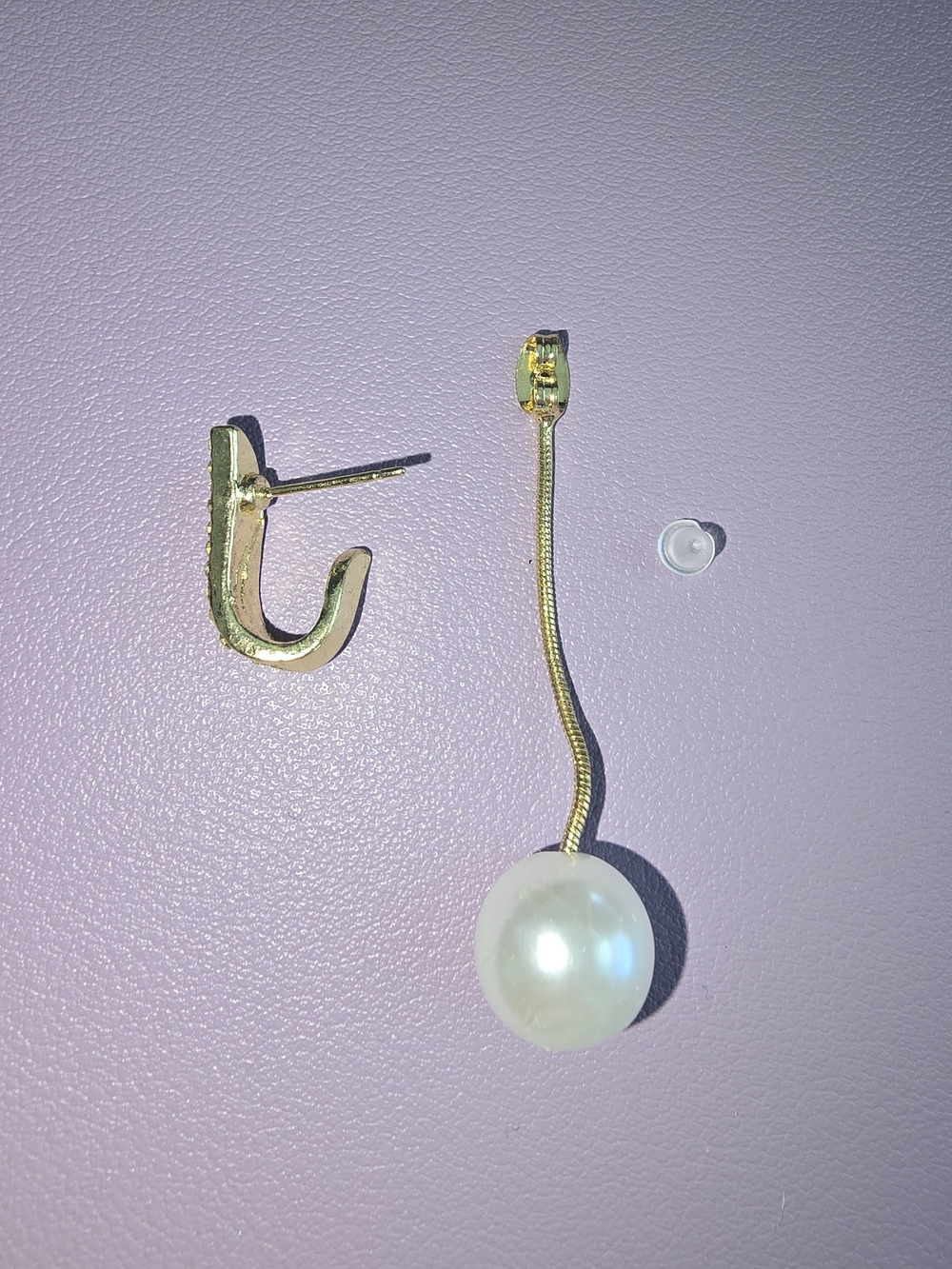 Gold-Tone Pearl Drop Earrings with Crystal-Studded Hoop - Picture 4 of 7